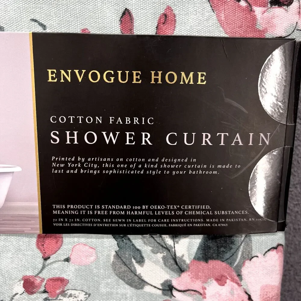 Envogue Home Shower Curtain 100% Cotton Floral Pink Tael Rose‎ cottage 72